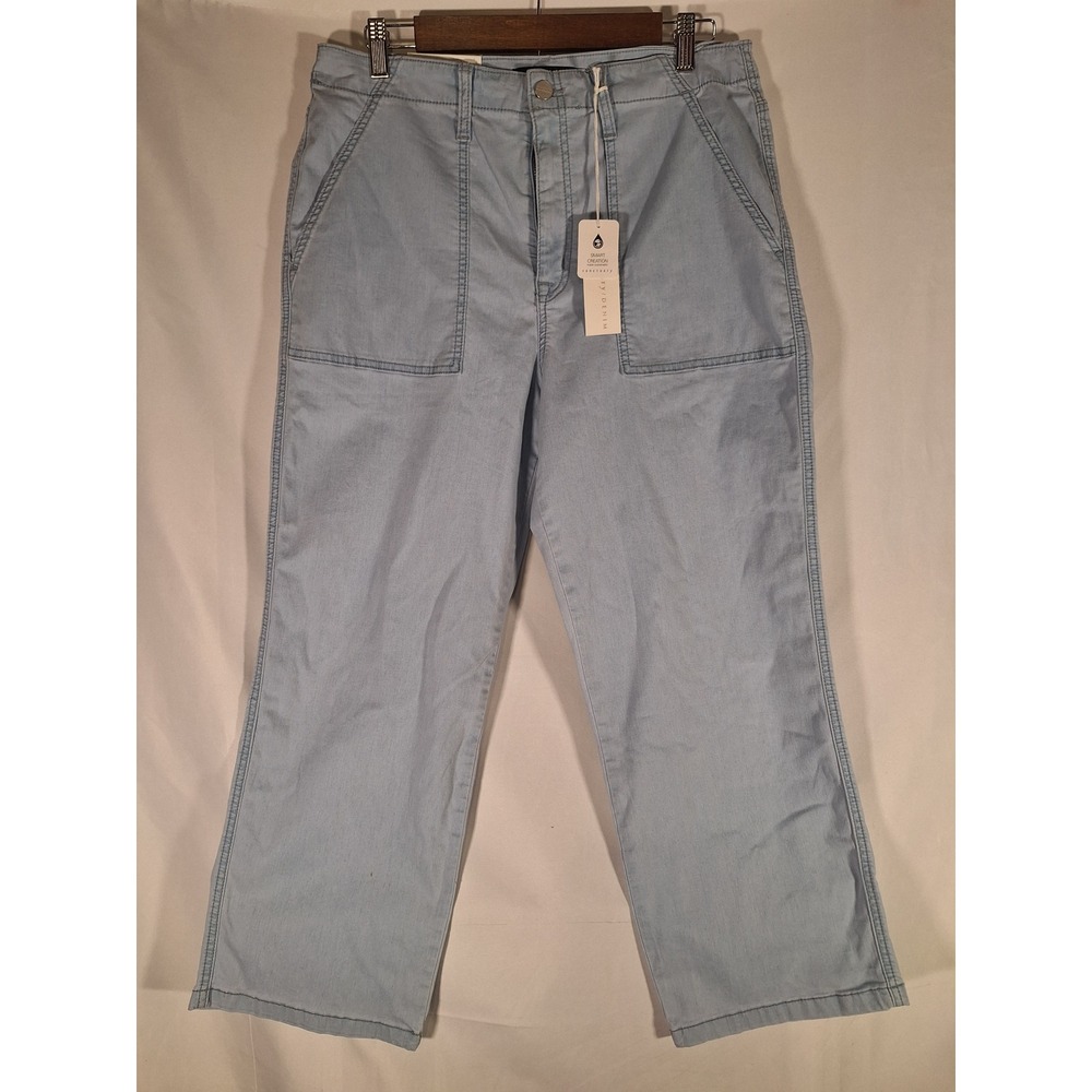 Sanctuary Womens Denim Vacation Crop High Rise Wide Leg Light Blue Womens Pants